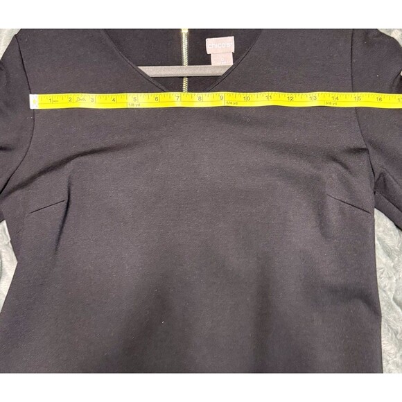 Chicos 0(US-4) Black Flare Sleeves Dress With Gold Zippered Back - Picture 11 of 14